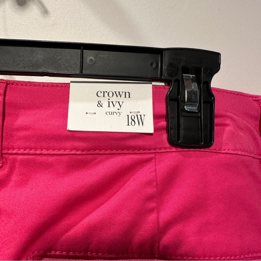 NEW With Tags crown & ivy Bright Pink Cropped Ankle Pants - 18W - Picture 5 of 6